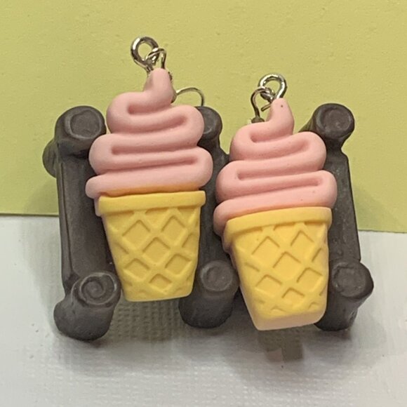 Ice Cream Cone Earring, Ice Cream Earring, Funny Food Earring, Gift Idea, Cone - Picture 1 of 7